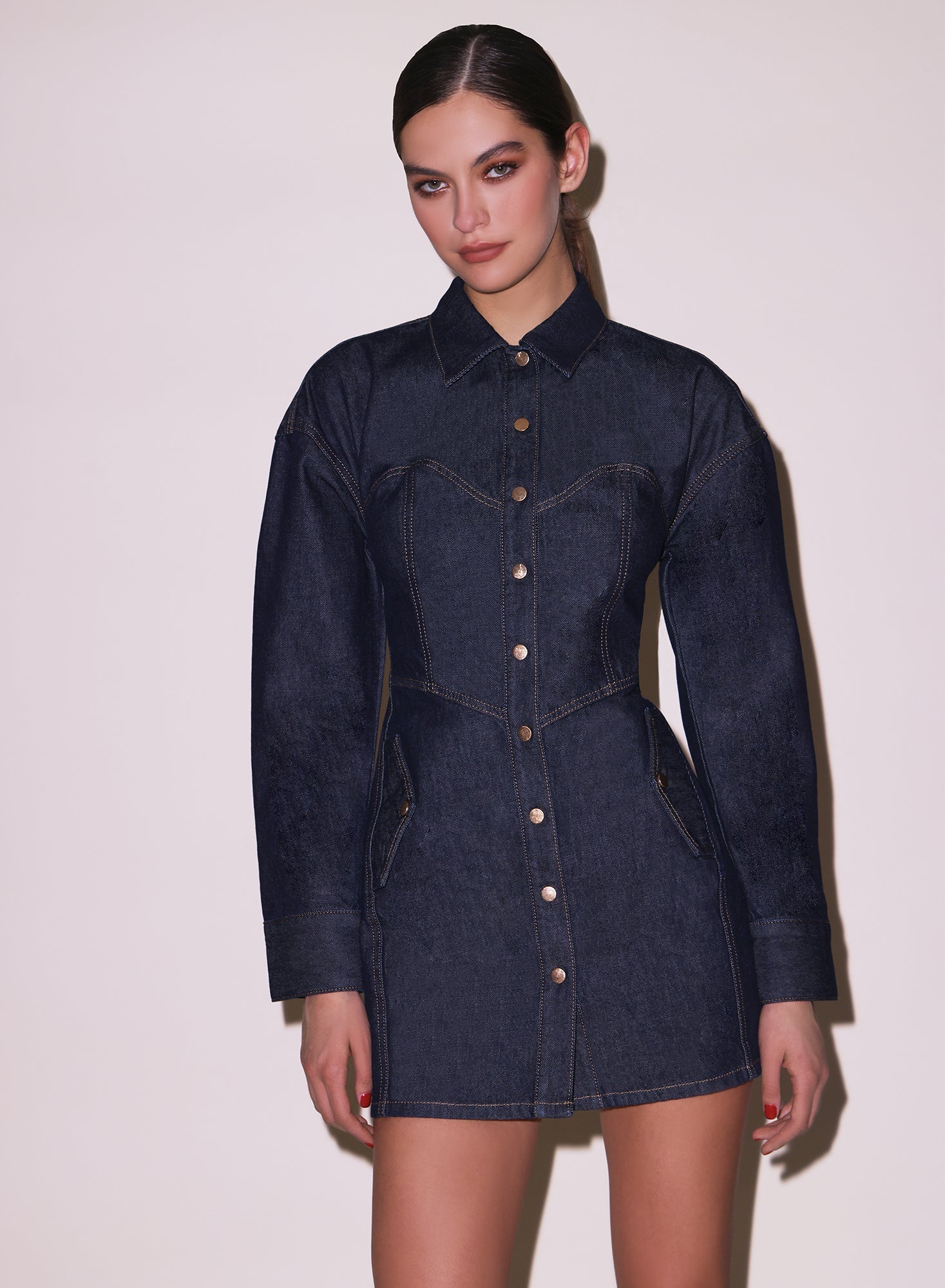 Indigo Denim Shirt Dress