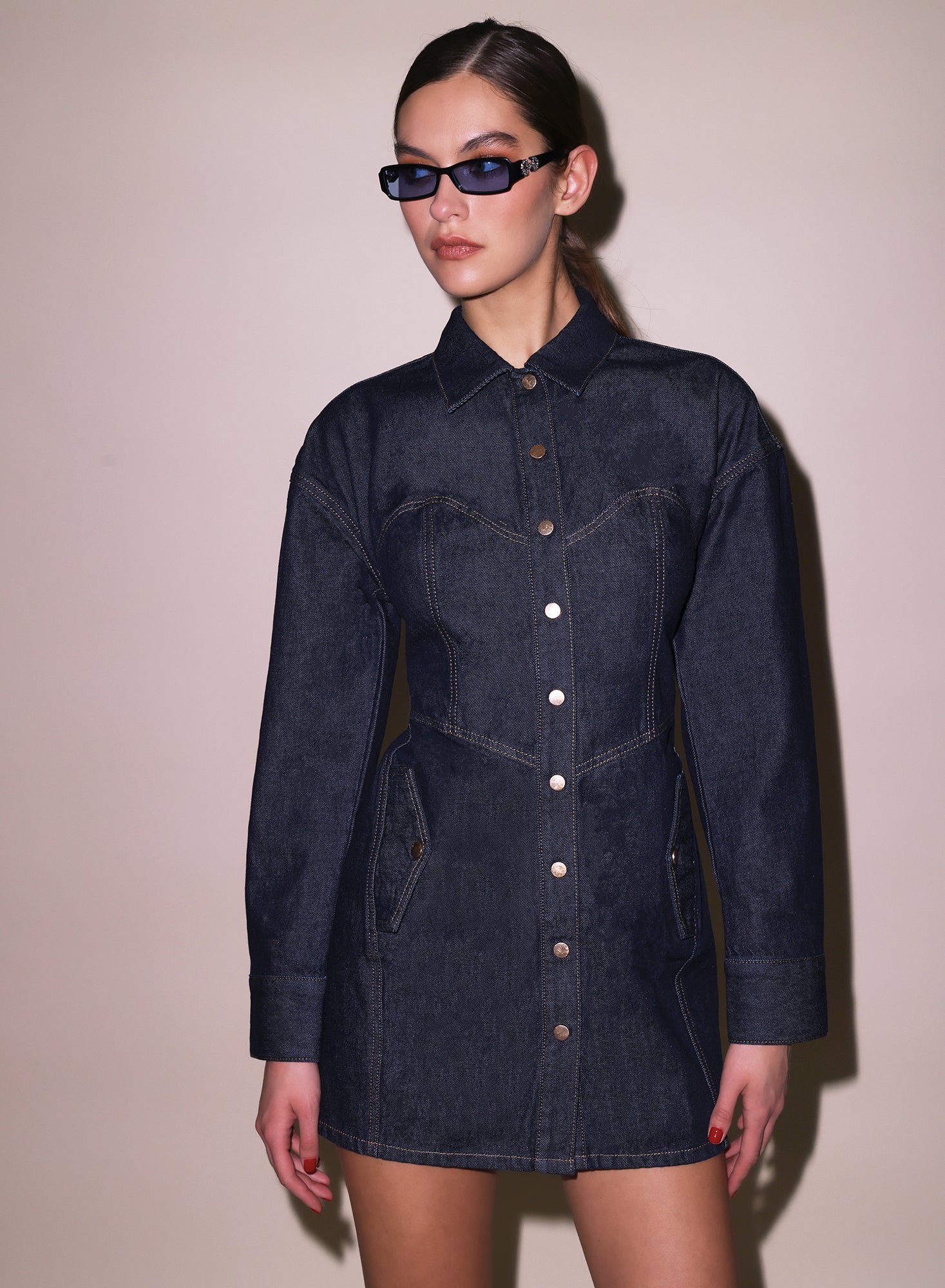 Indigo Denim Shirt Dress