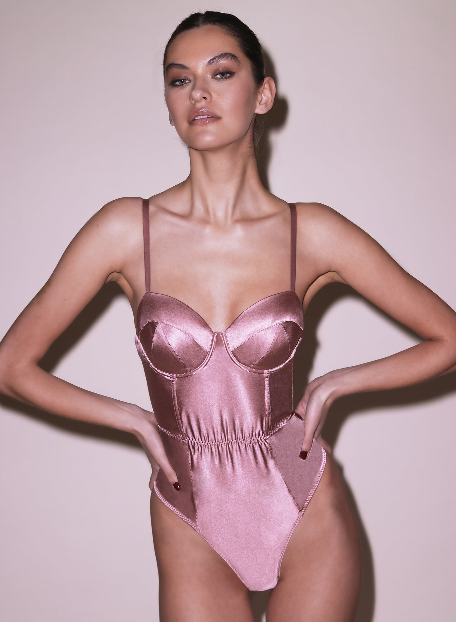 Satin Bodysuit Rose Pink