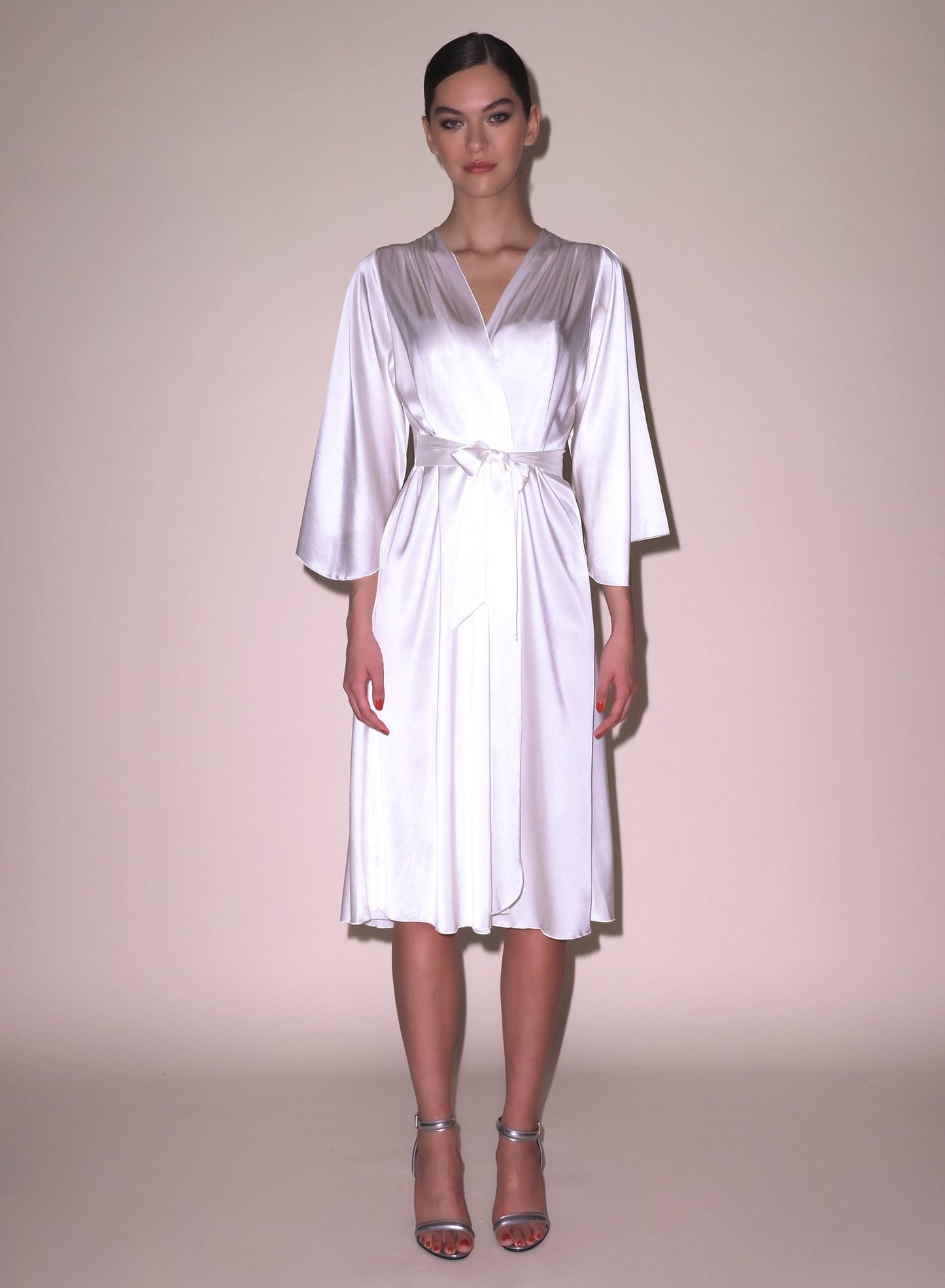 Midi Angel Sleeve Silk Robe