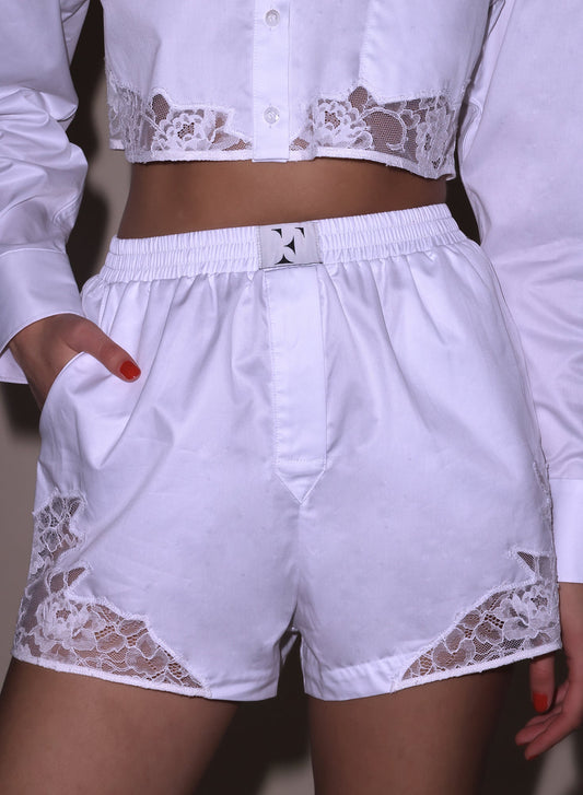 White Poplin Boxer Shorts