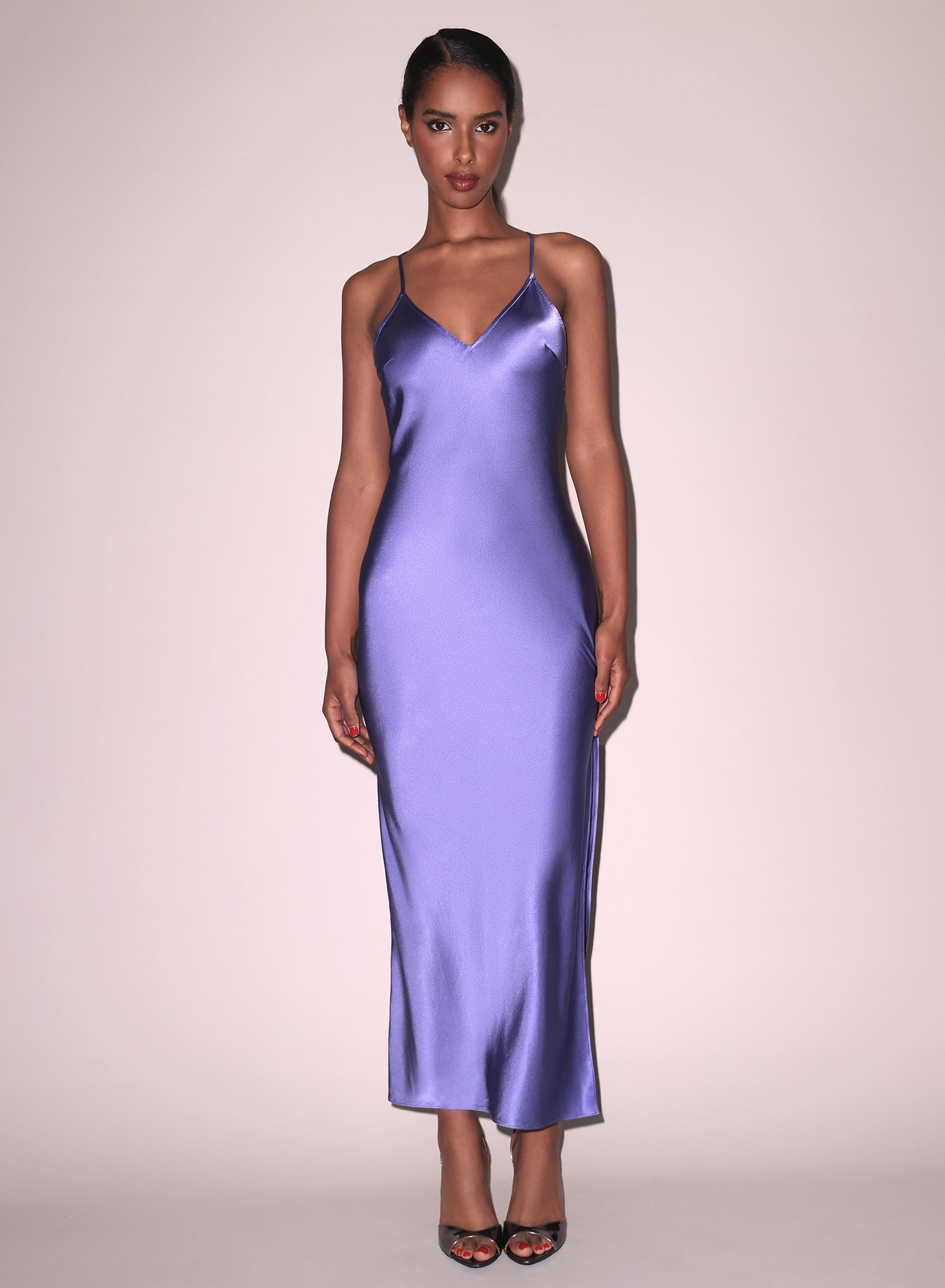 Maxi High Slit Slip Dress Periwinkle