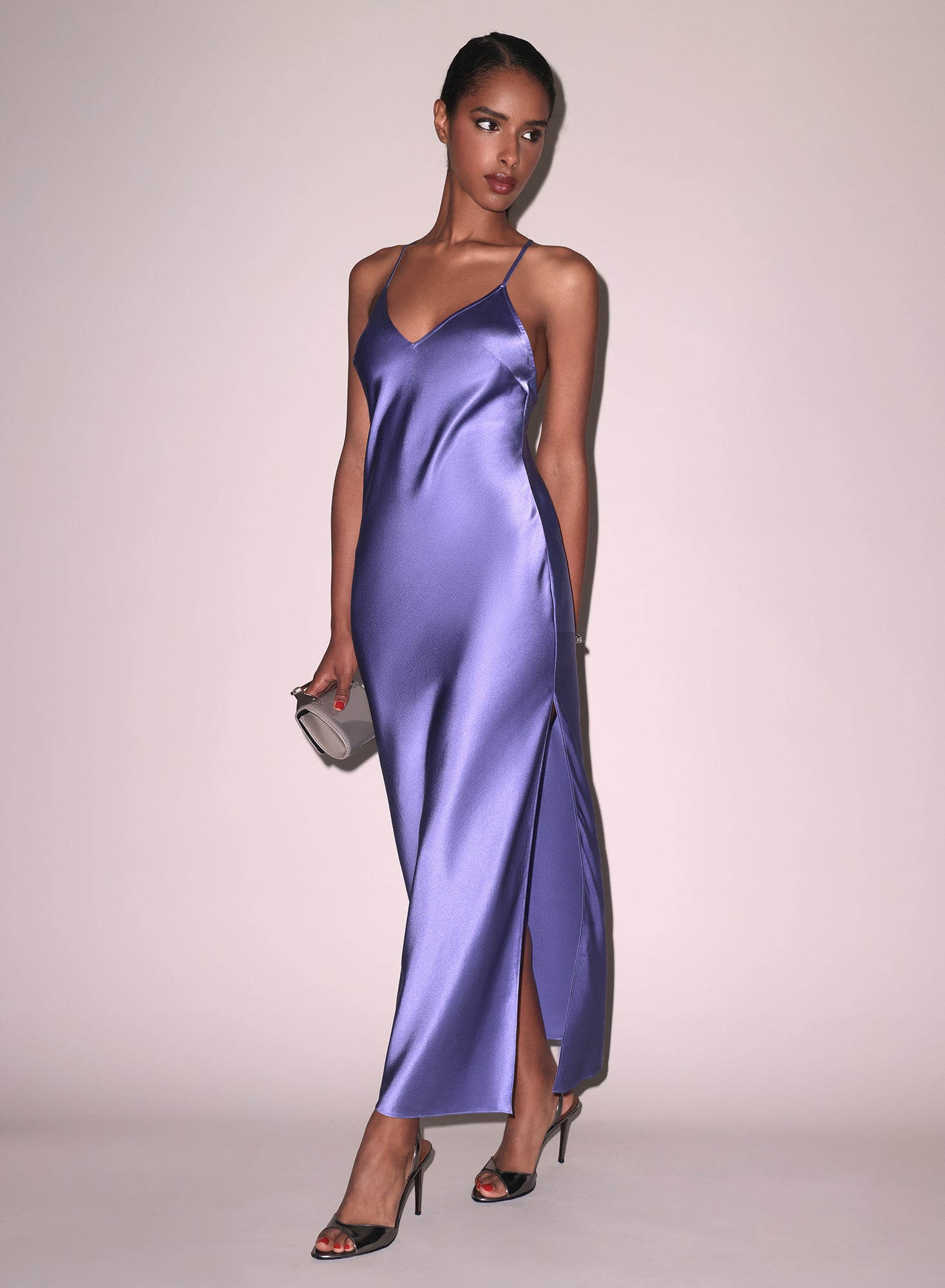 Maxi High Slit Slip Dress Periwinkle