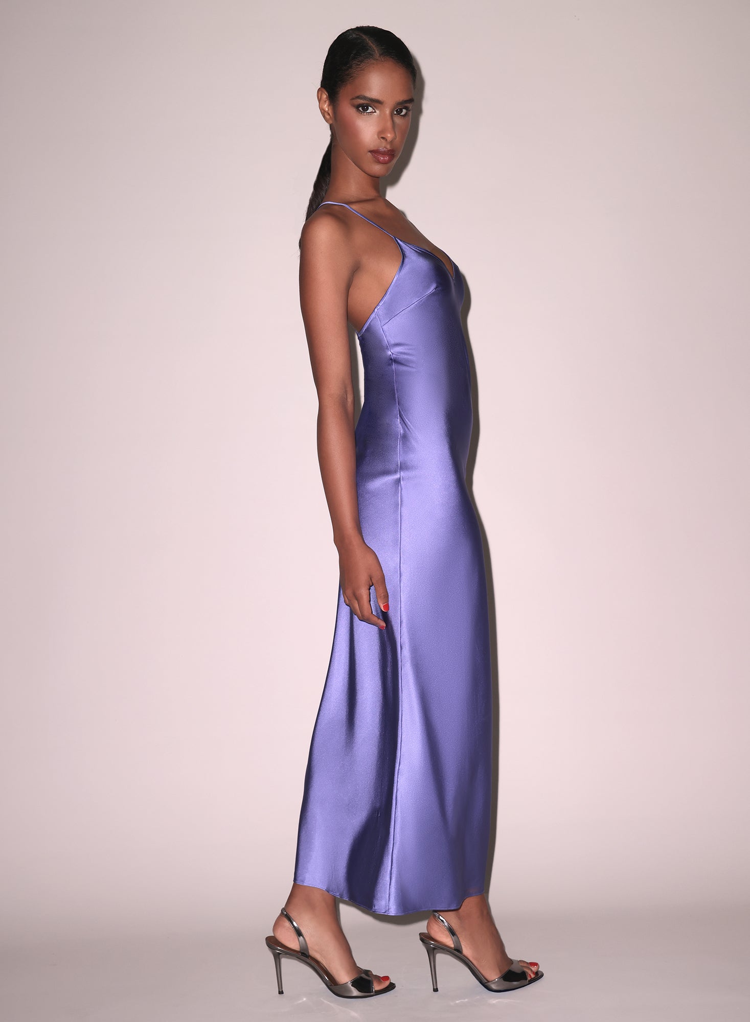 Maxi High Slit Slip Dress Periwinkle