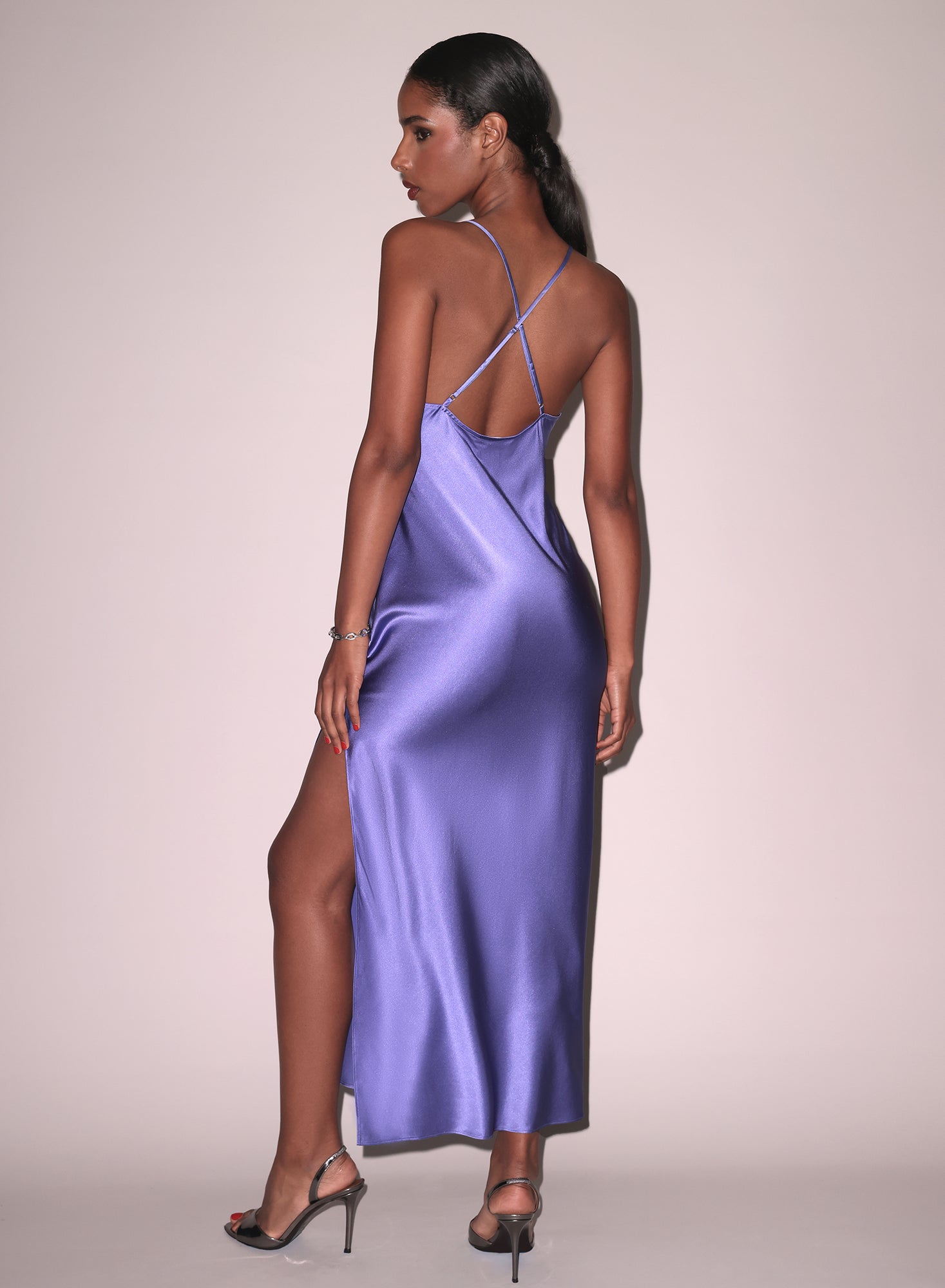 Maxi High Slit Slip Dress Periwinkle