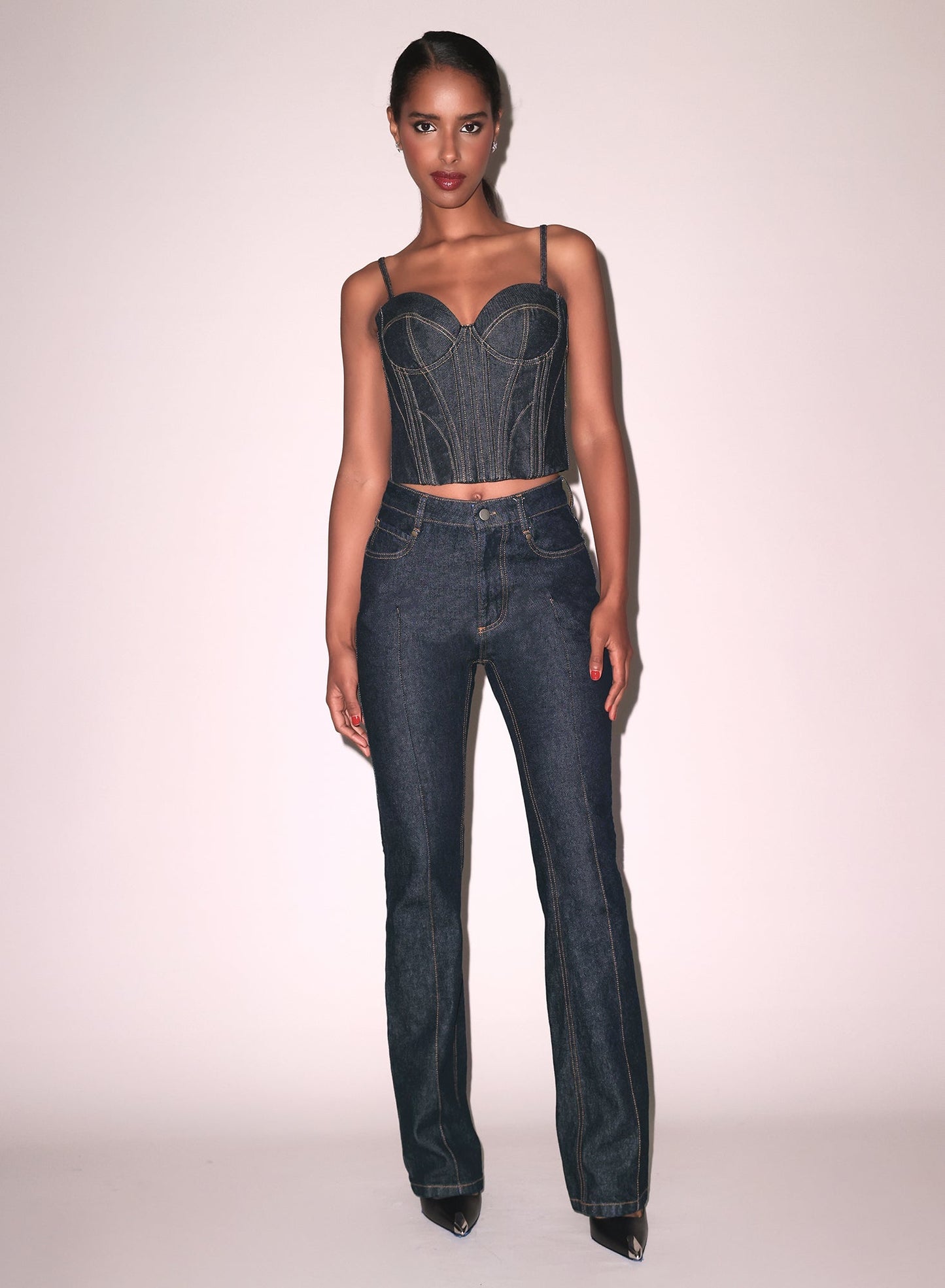 Indigo Denim Chic Bustier Top