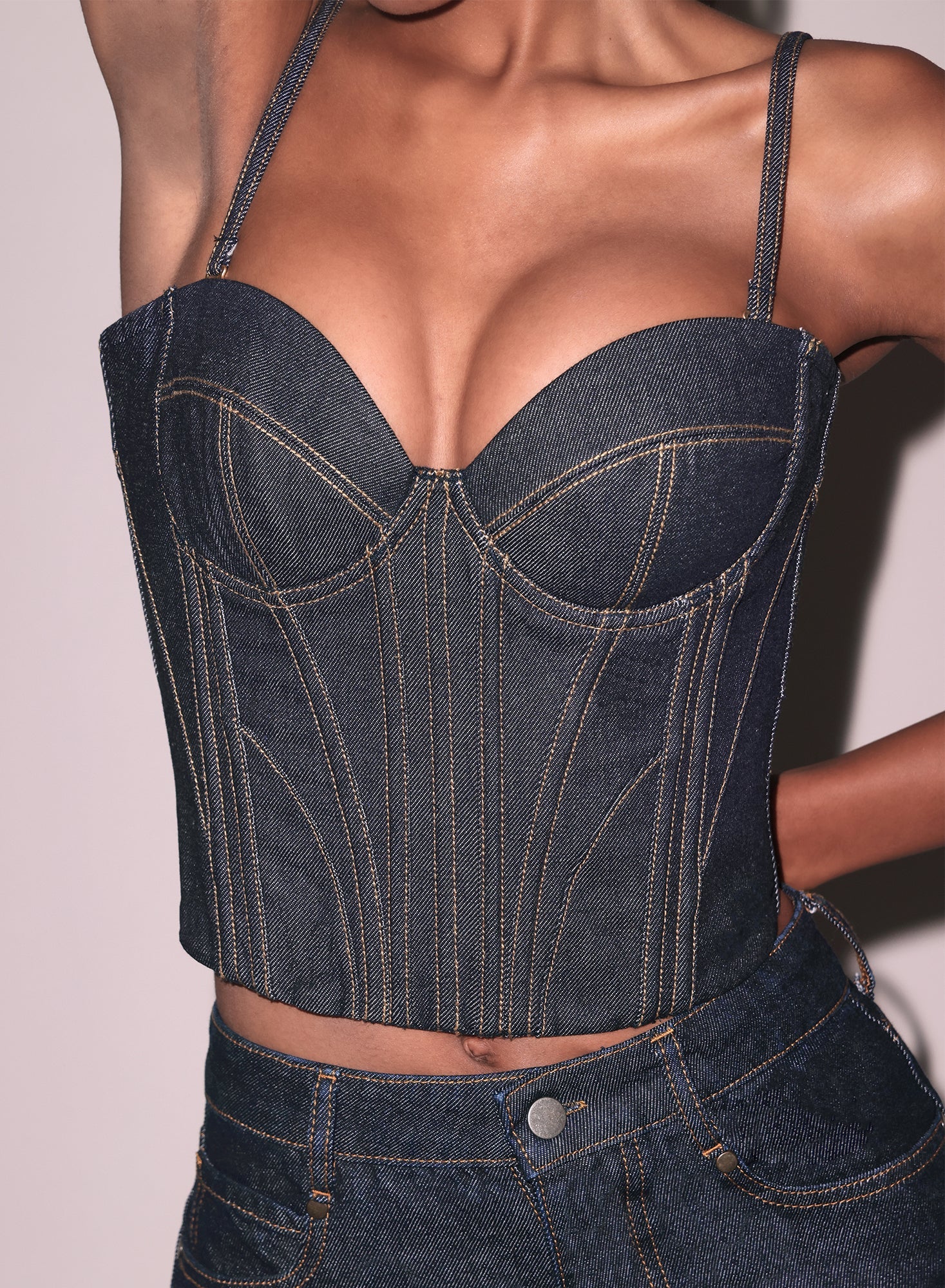 Indigo Denim Chic Bustier Top