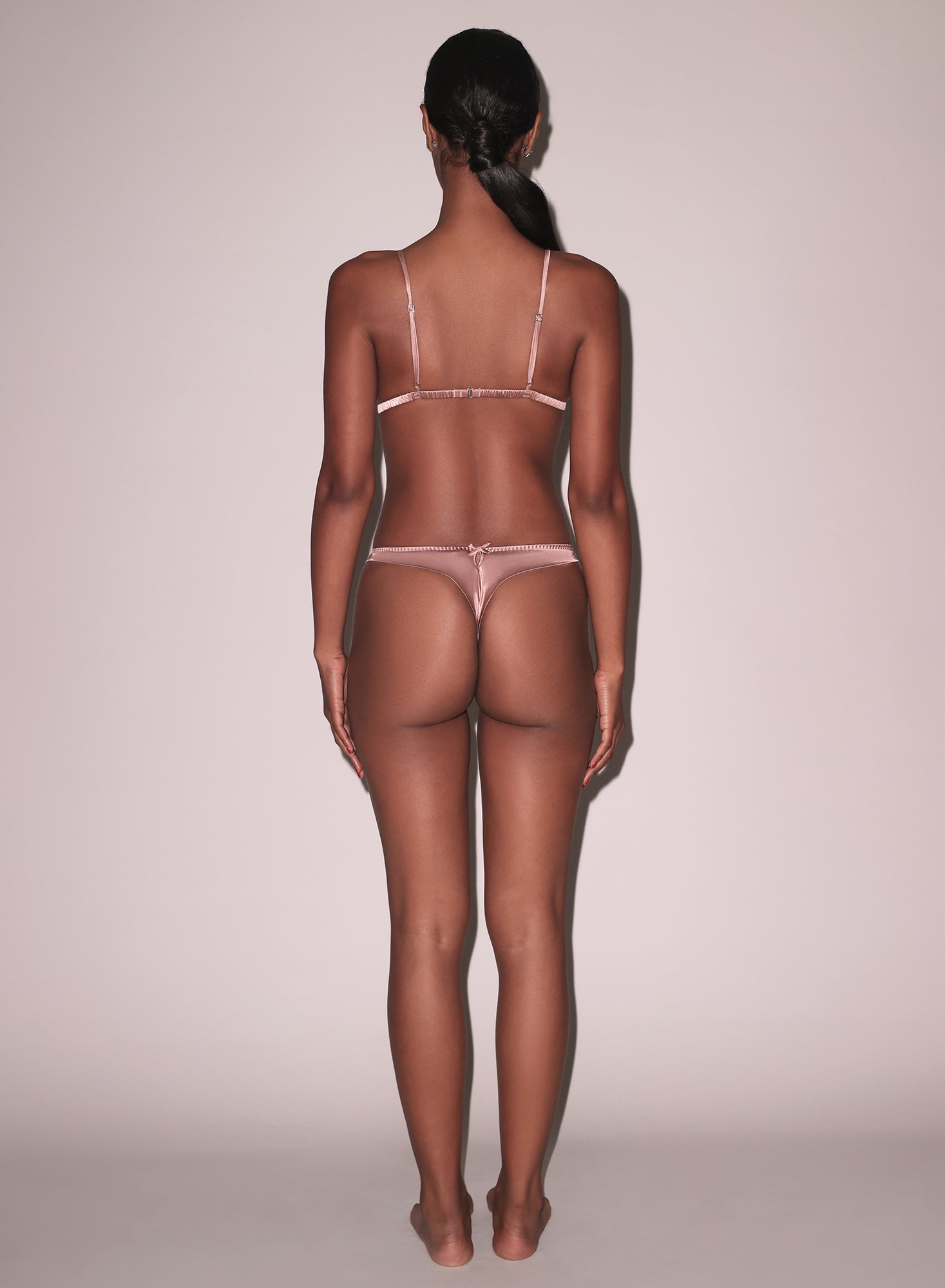 Luxe Silk Thong Tan