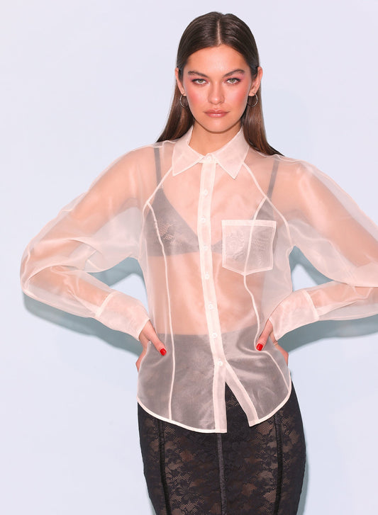 Silk Organza Button Down Top