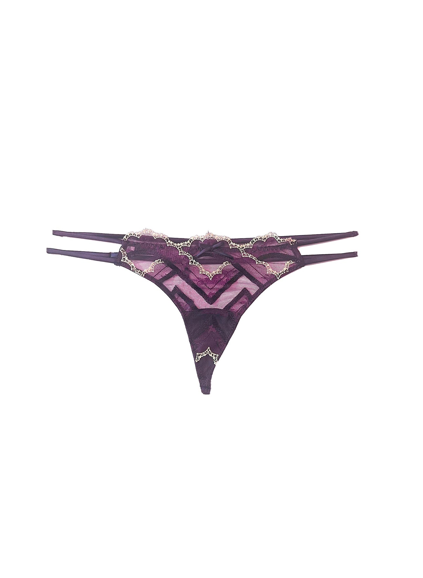 Hendrix Embroidery V-String Midnight Purple