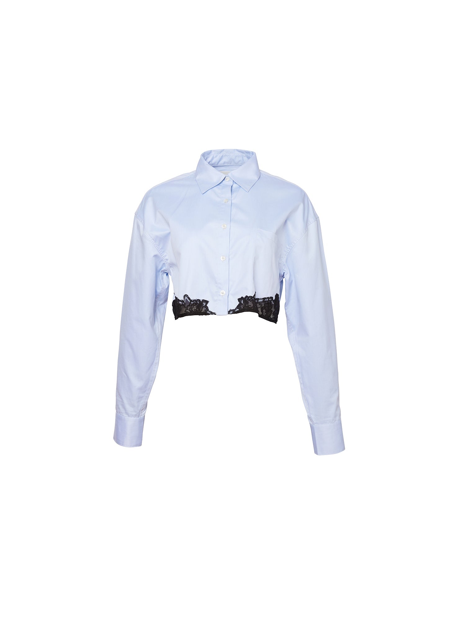 Women's Ice Blue Cropped Button Down