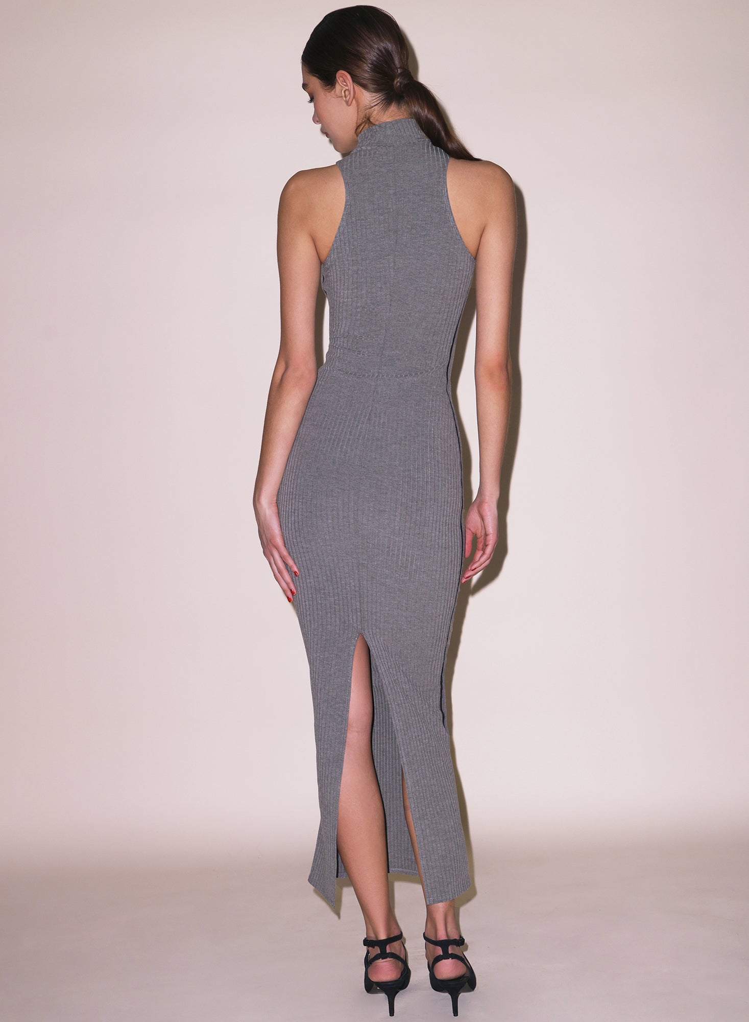 Heather Grey Rib Racer Maxi Dress