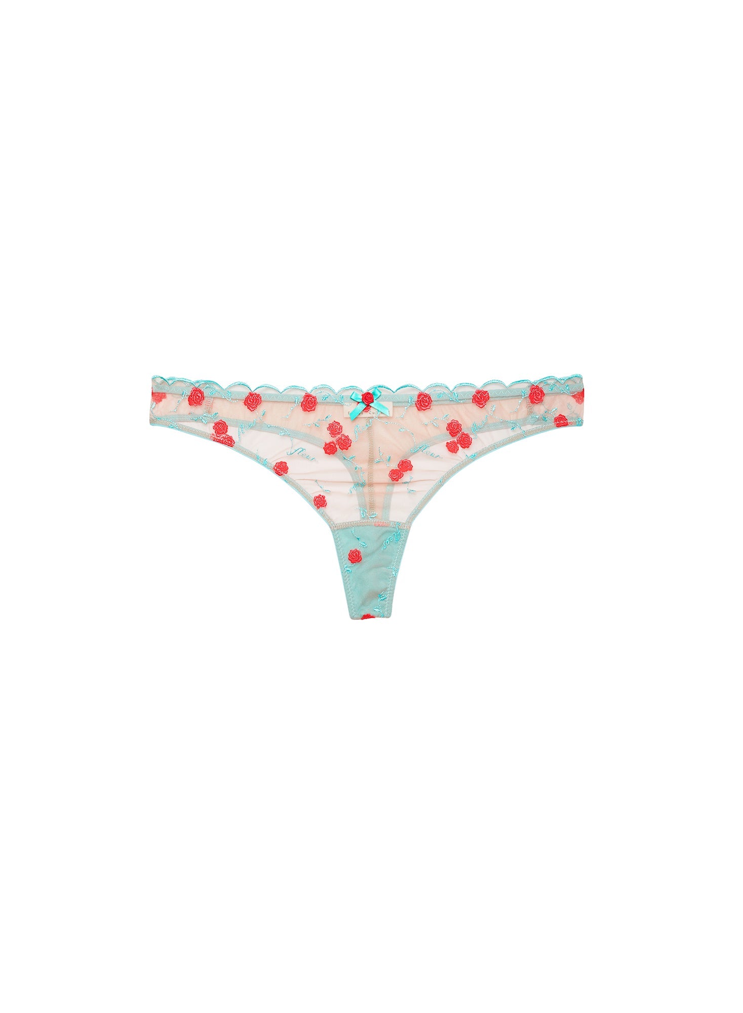 Rose Vine Embroidered Thong