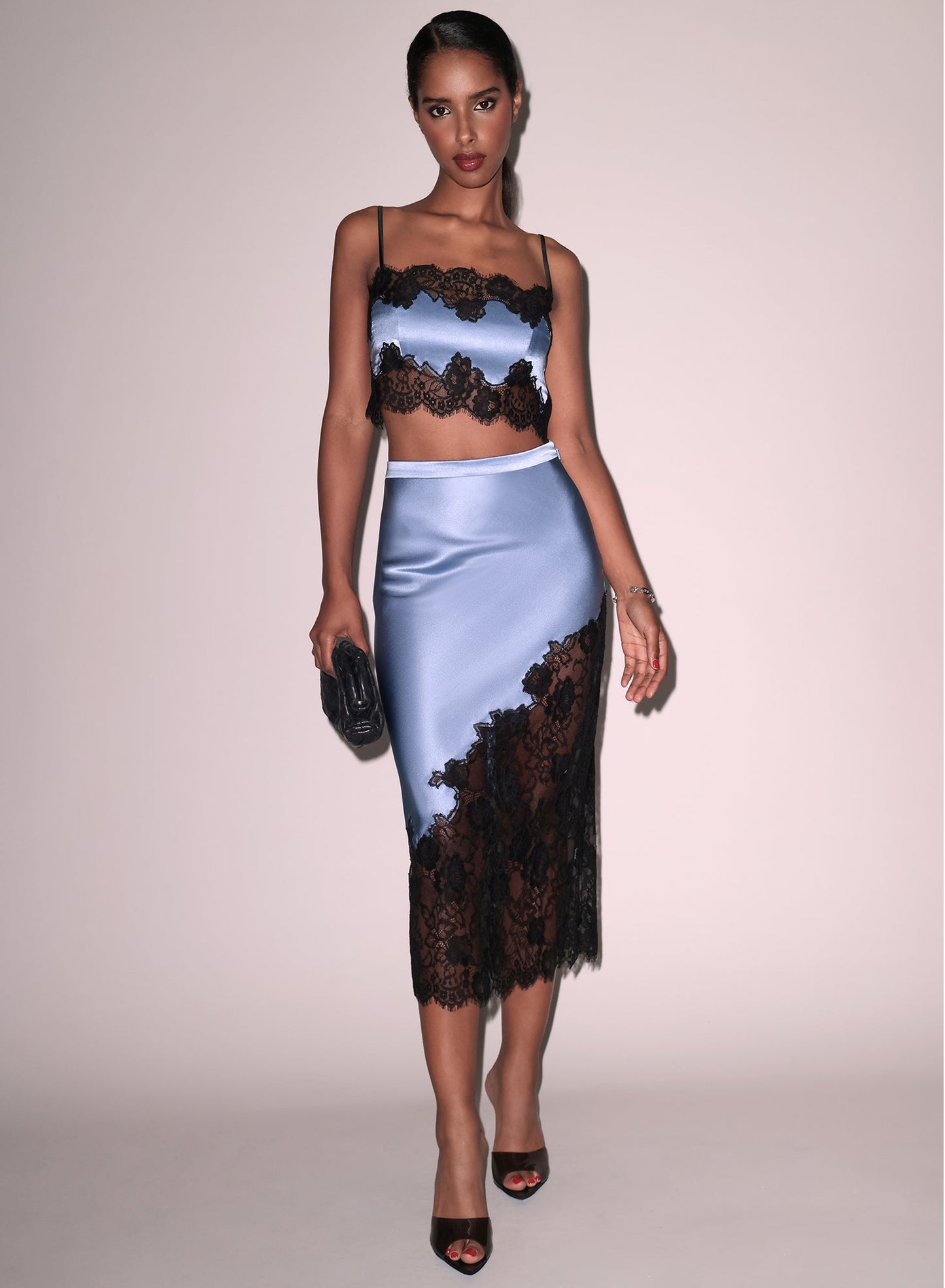 Silk Lace Midi Skirt