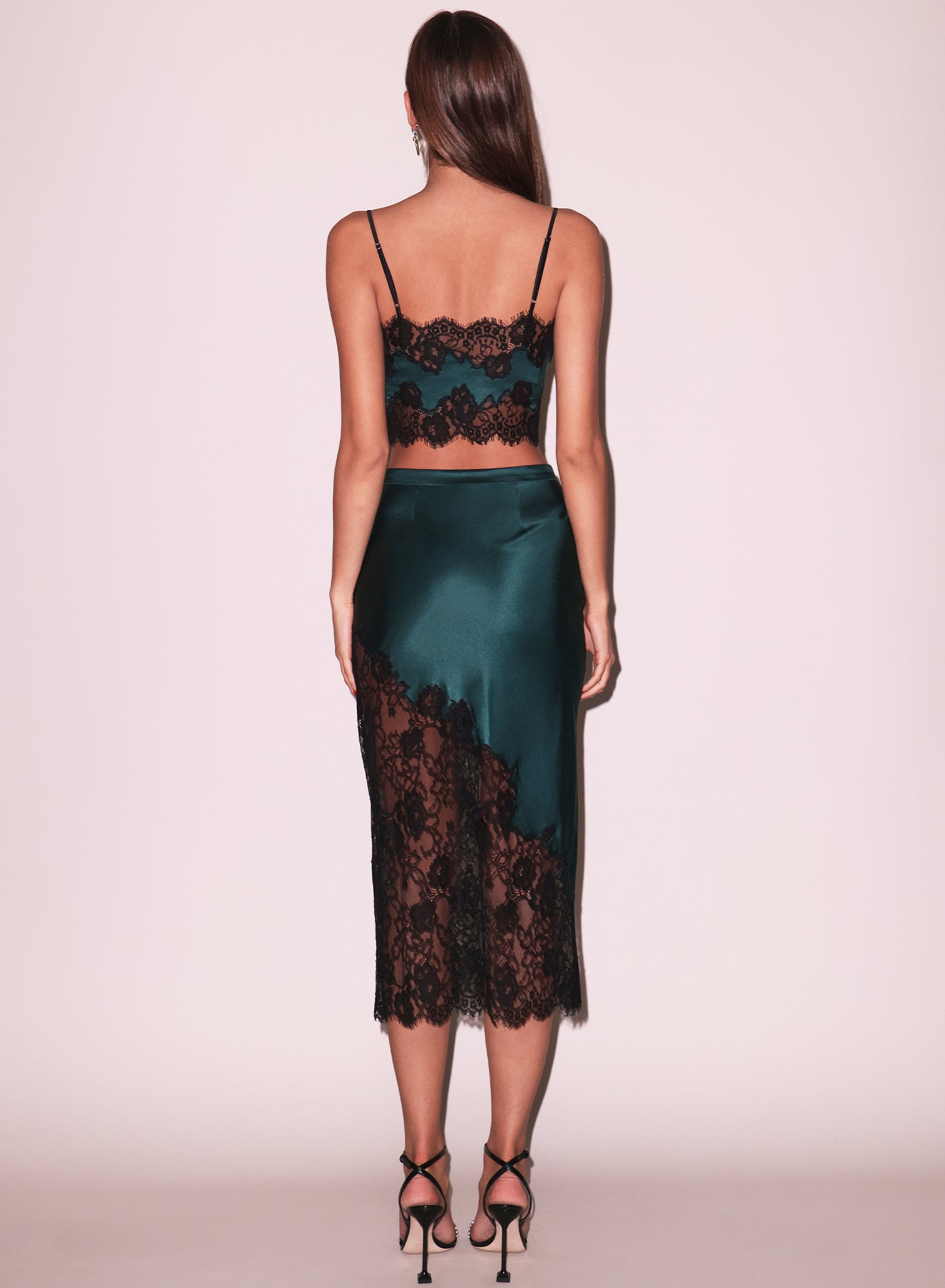 Silk Lace Scallop Midi Skirt