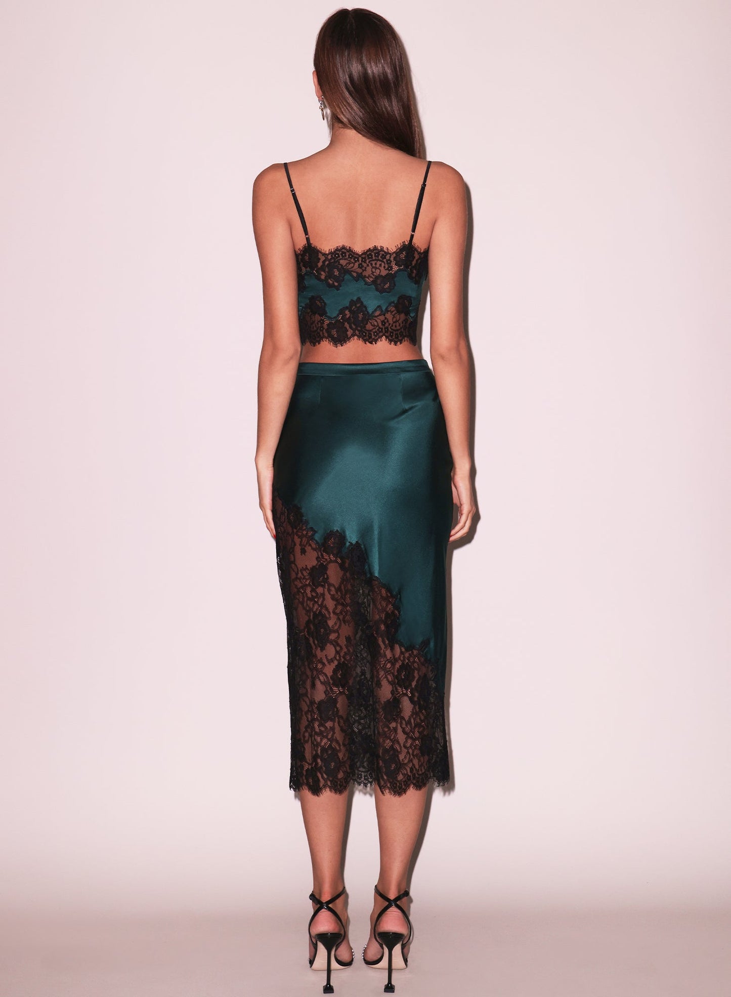 Silk Lace Bandeau Top Evergreen