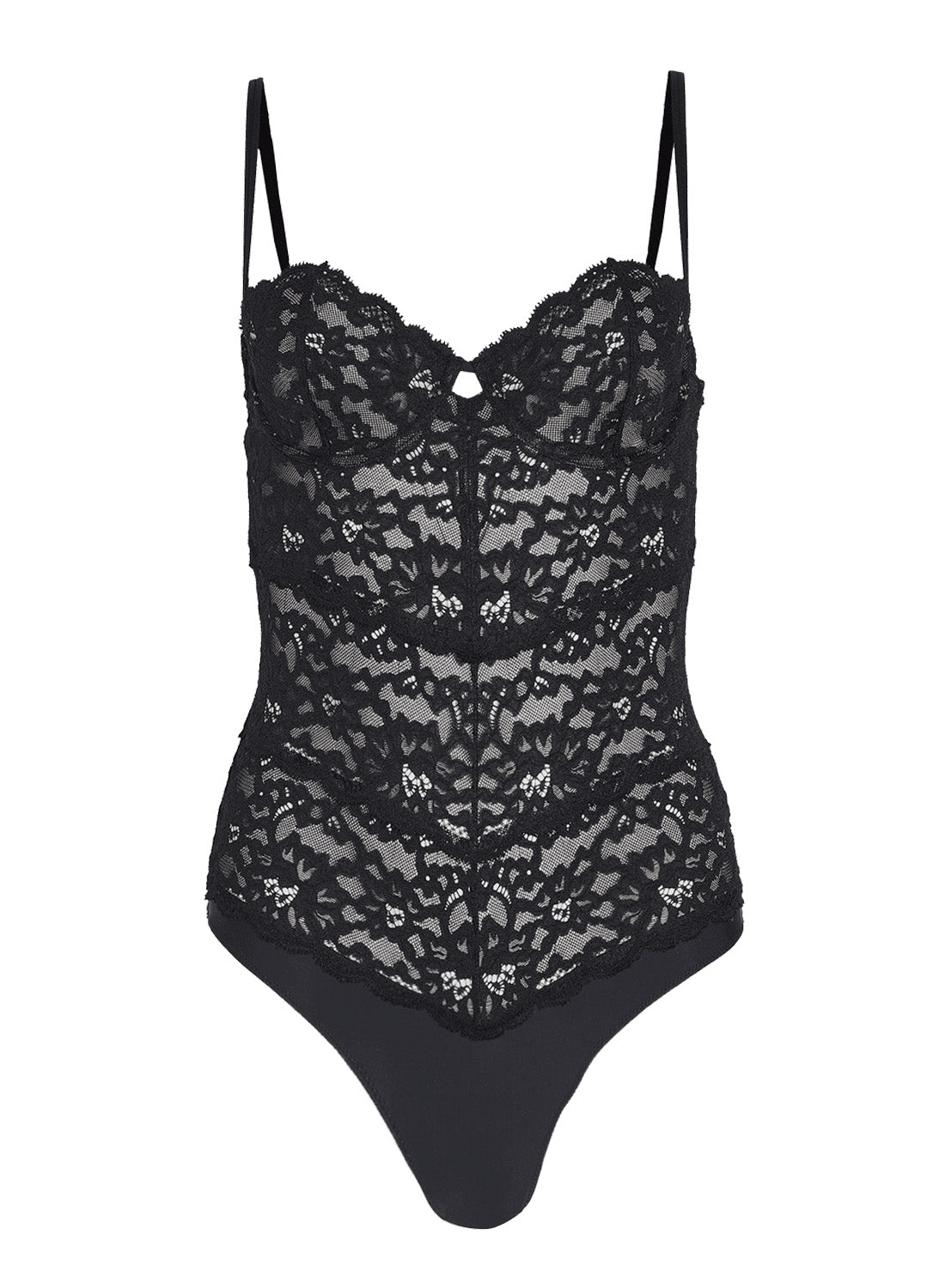 Charlotte Balconette Bodysuit Black