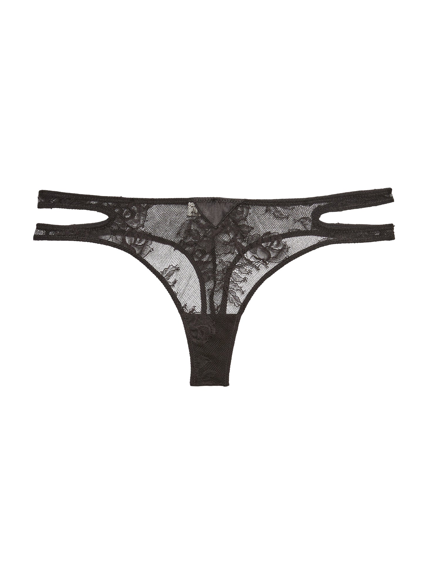 Bouquet Lace Thong Black