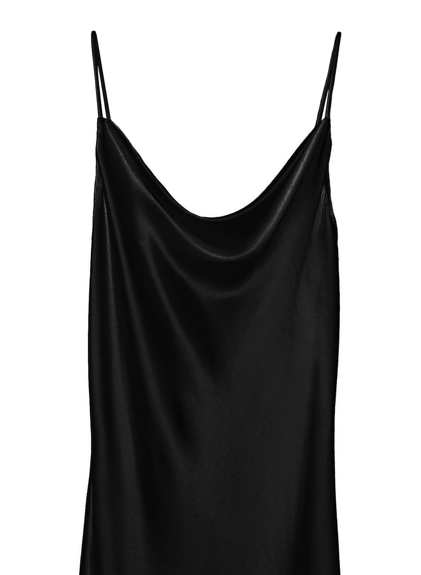 Black Cowl Neck Silk Slip Dress