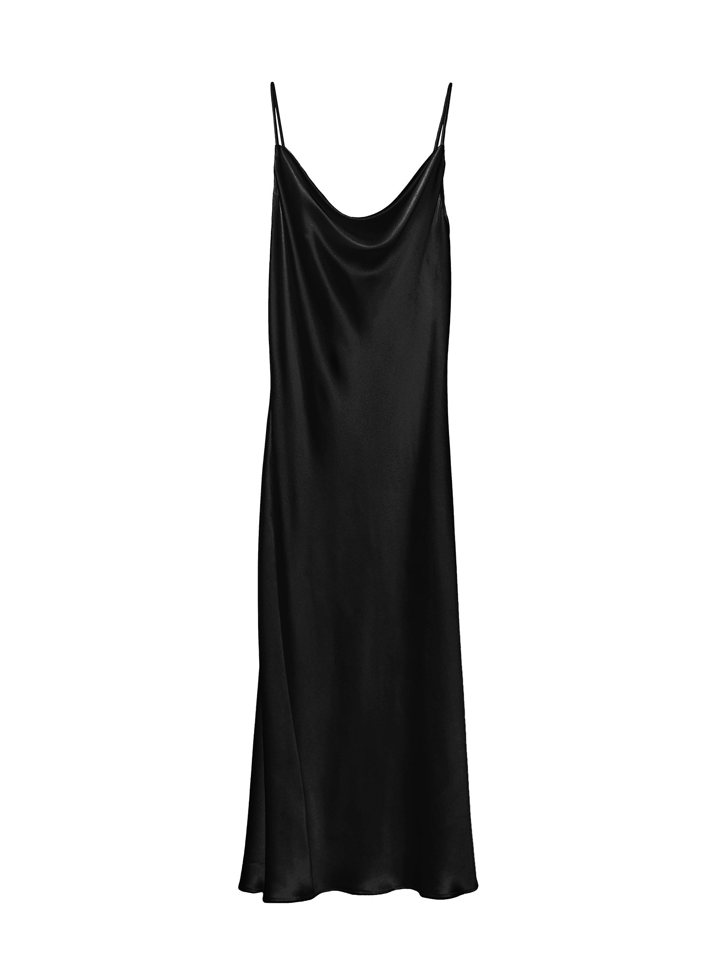 Black Cowl Neck Silk Slip Dress