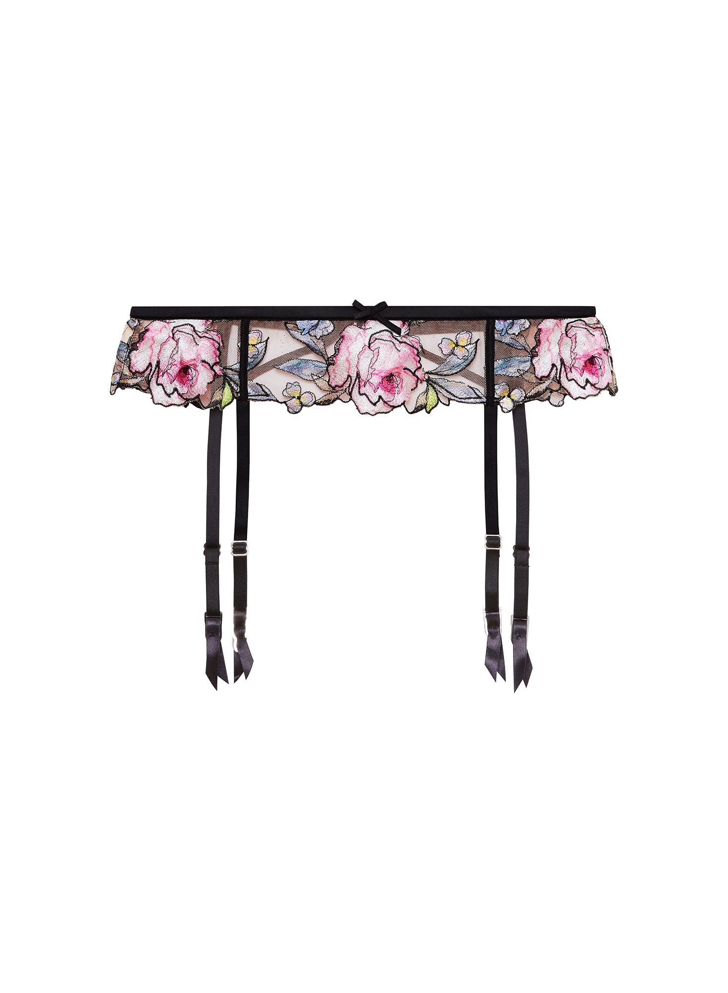 Fidelia Embroidery Garter Black