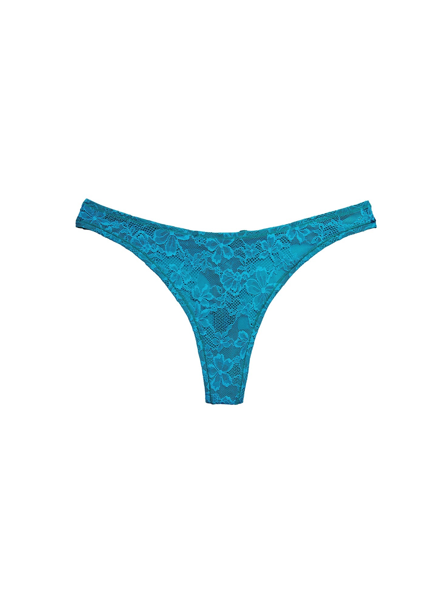 Stretchy Lace Thong Aquamarine