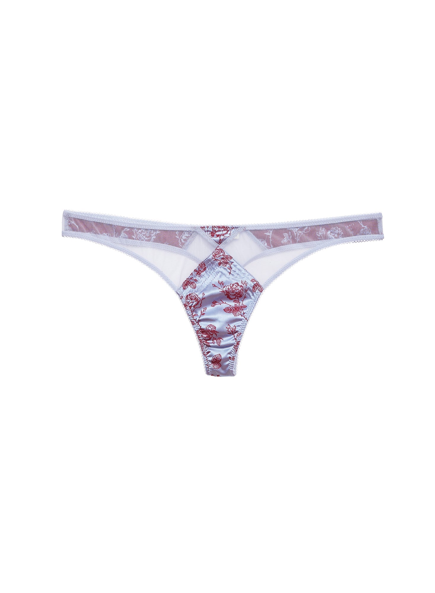 Rose Jacquard Thong Blue Mist