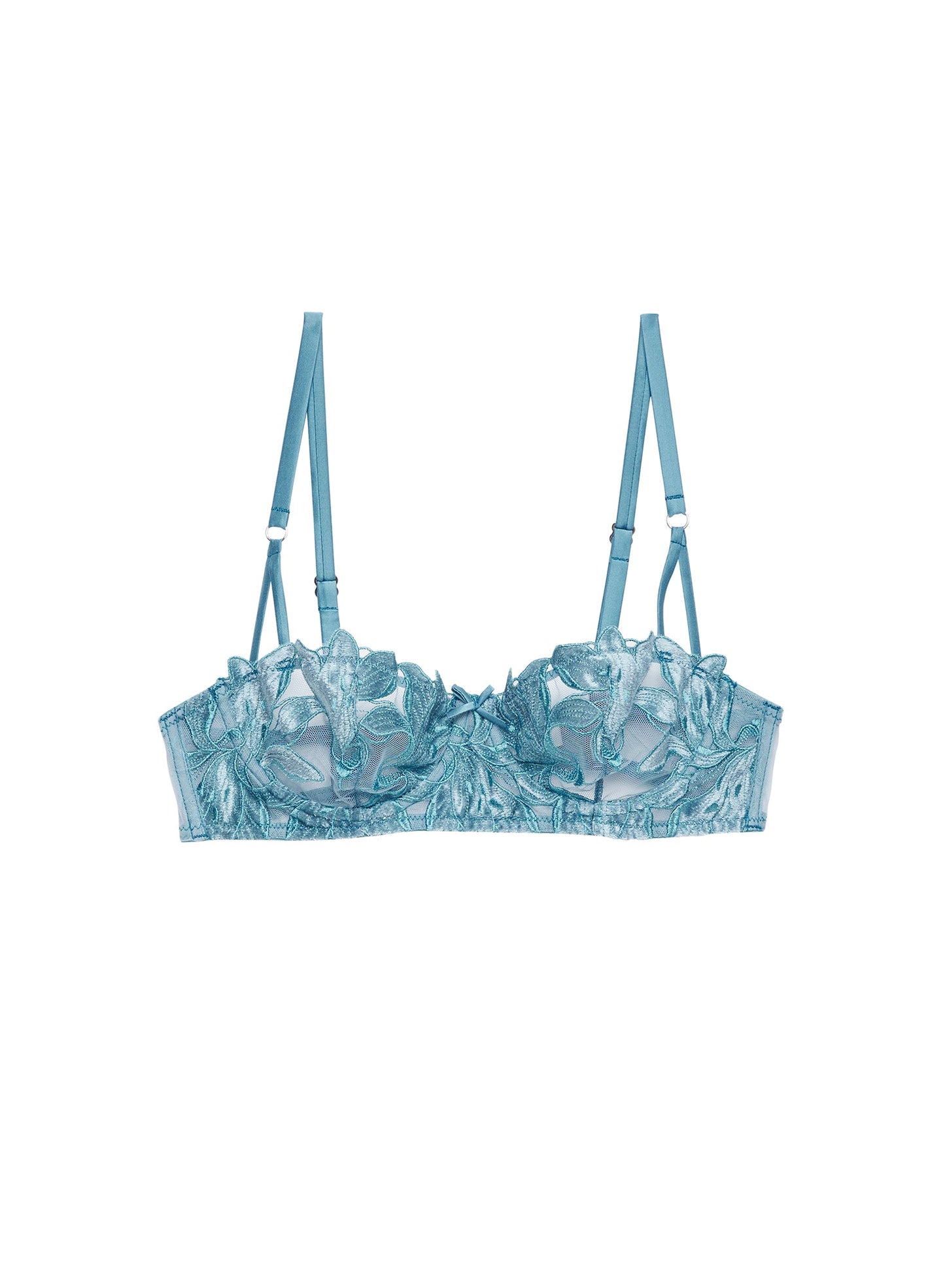 Lily Embroidery Balconette Bra Velvet Icy Teal